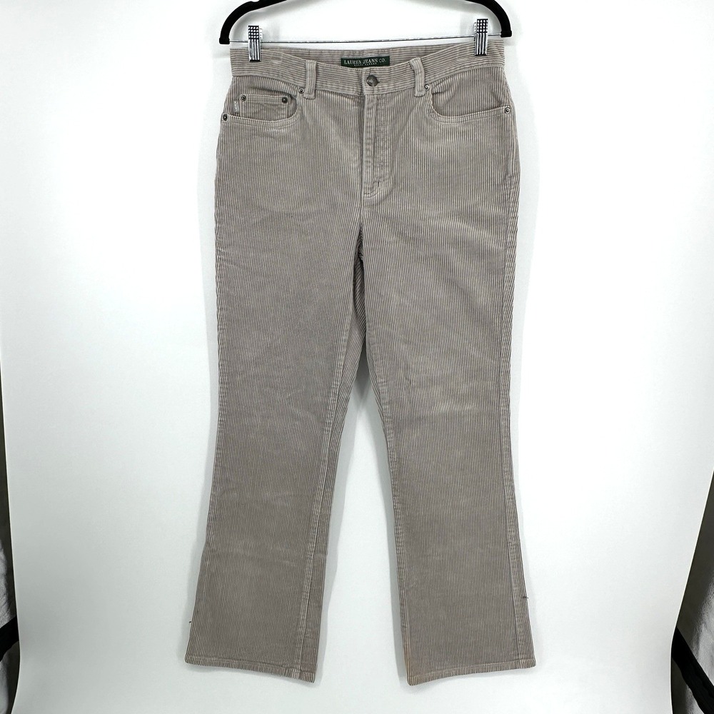 Lauren Jeans Co Ralph Lauren Corduroy Pants Womens 8 Gray Straight Leg Casual